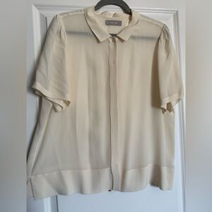 Everlane 100% Silk Short Sleeve Boxy Button-Up Blouse